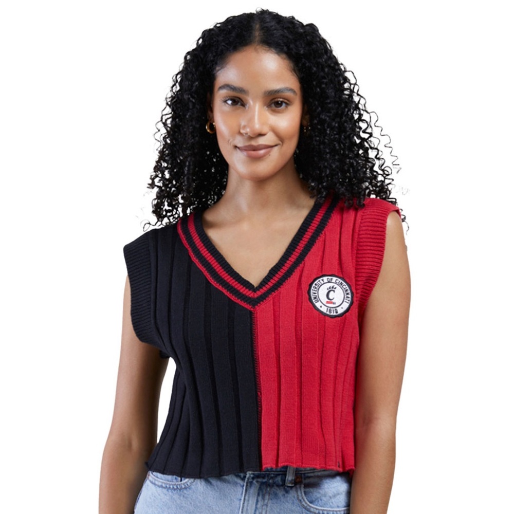 University of Cincinnati Sweater Vest Ribbed Crop UC Bearcats XL